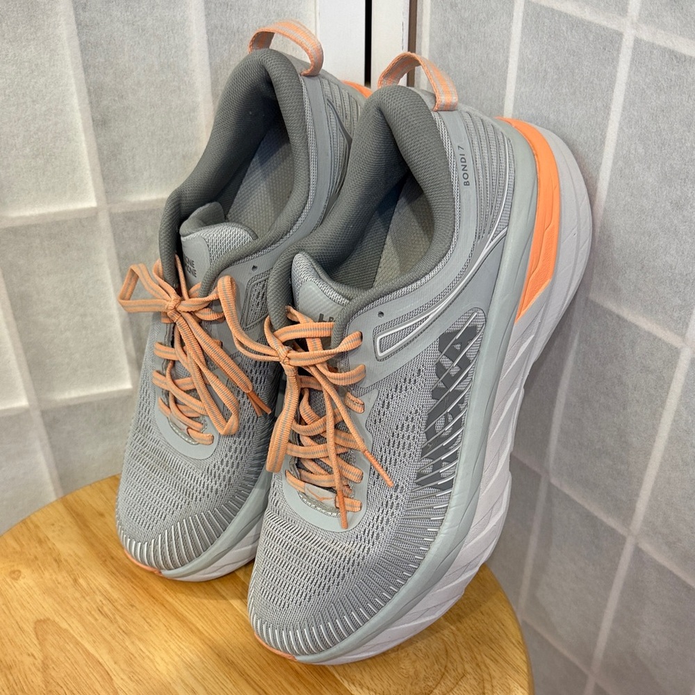 Hoka Bondi 7 Women's Running Shoes Size 8.5 Gray Harbor Mist/Sharkskin - Picture 5 of 9